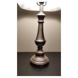 Brushed nickel pedestal table lamp