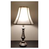 Brushed nickel pedestal table lamp