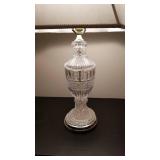 Elegant Clear Crystal Table Lamps with Silver Bases, pair