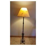 Black Iron Floor Lamp with Natural Shade