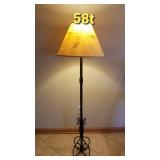 Black Iron Floor Lamp with Natural Shade