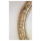 Large Oval White Wash Over Gold Mirror