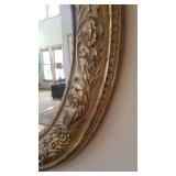Large Oval White Wash Over Gold Mirror