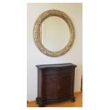 Large Oval White Wash Over Gold Mirror