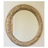 Large Oval White Wash Over Gold Mirror