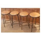 Blonde Leather Seated Barstool Set of 4