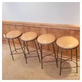 Blonde Leather Seated Barstool Set of 4