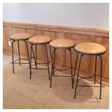Blonde Leather Seated Barstool Set of 4