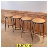 Blonde Leather Seated Barstool Set of 4