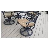 Heavy Cast Aluminum Patio Table and 4 Swivel Chairs