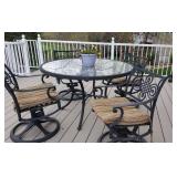 Heavy Cast Aluminum Patio Table and 4 Swivel Chairs