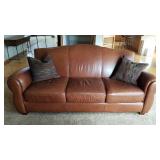 Thomasville Chocolate Brown Leather Sofa Couch