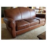 Thomasville Chocolate Brown Leather Sofa Couch