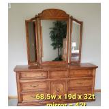 Vintage Broyhill Long Dresser with Mirror