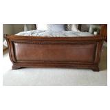 King Leather and Brass Tack Sleigh Bed