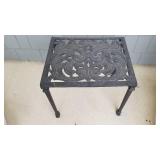 Petite Black Cast Aluminum Basket Weave Patio Side Table