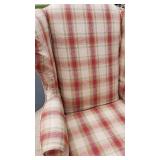 FlexSteel Plaid Country French Winged Back Arm Chair