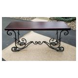 Striking Iron and Solid Wood Console Sofa Table