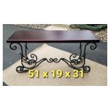 Striking Iron and Solid Wood Console Sofa Table