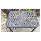 Black Cast Aluminum Basket Weave Patio Side Table
