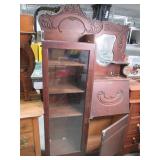 Antique Dark Wood Curio Cabinet wit...
