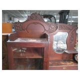 Antique Dark Wood Curio Cabinet wit...