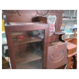 Antique Dark Wood Curio Cabinet wit...