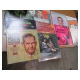 Stack of Vintage Record Albums with...