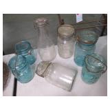 Lot of 7 Heavy Duty Glass Jars with...