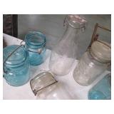 Lot of 7 Heavy Duty Glass Jars with...
