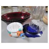 Vintage Clear, Red and Cobalt Color...