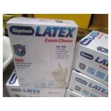 5 boxes of Latex Exam Gloves, One s...