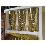 Best Quality 7PC Cup/Goblet & Pitcher Set. Solid-Color with Ornate, Gold Tone Trim & Accents