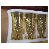Best Quality 7PC Cup/Goblet & Pitcher Set. Solid-Color with Ornate, Gold Tone Trim & Accents