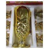 Best Quality 7PC Cup/Goblet & Pitcher Set. Solid-Color with Ornate, Gold Tone Trim & Accents
