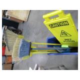 Trash Bins, Caution Sign, Brooms