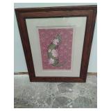 Framed Floral Cat Artwork