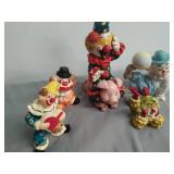Collection Of 5 Misc. Clown Figurines