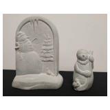 Two Isabel Bloom Snowman Sculptures