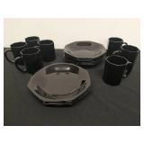 Collection Of Octagonal Mugs And Plates