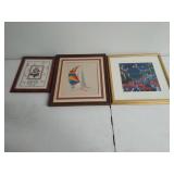Three Framed Pieces Of Art
