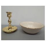 Lenox Bowl and Brass Candlestick