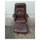 Leather Or Similar Material Armchair With Footstool