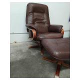 Leather Or Similar Material Armchair With Footstool