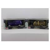 (2) Moto Max 1:24 1949 Ford Woody Wagon & 1940 Ford Delivery Sedan