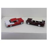 (2) Fairfield Mint 1955 Special Collectors Edition 1:24 Chevy Bel Air & Bel Air Nomad