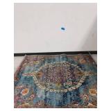 Rixos Collection Turquoise / Grey 5 ft. 3 in. x 7 ft. Distressed Medallion Design Vintage Area Rug