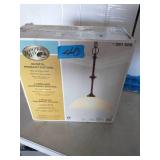 HAMPTON BAY Bristol Collection 1-Light Nutmeg Bronze Pendant with Tea-Stained Glass Shade