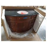 HAMPTON BAY Hampton Harbor 45 in. W x 22 in. D Bath Vanity in Sequoia with Granite Vanity Top in Black