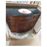 HAMPTON BAY Hampton Harbor 45 in. W x 22 in. D Bath Vanity in Sequoia with Granite Vanity Top in Black